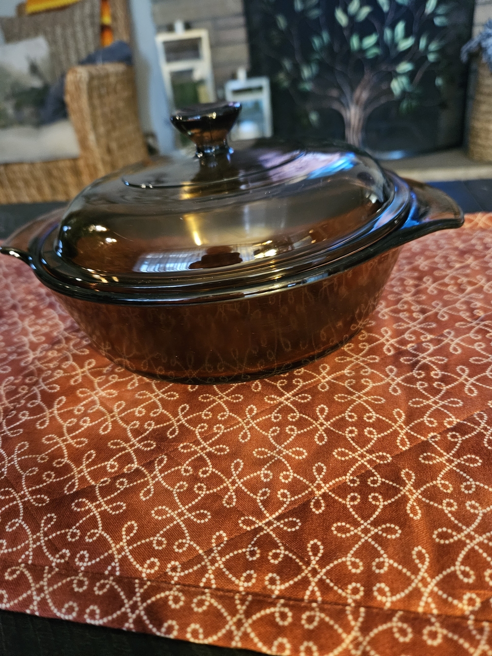 Pyrex Visions Amber Glass Covered Casserole Dish